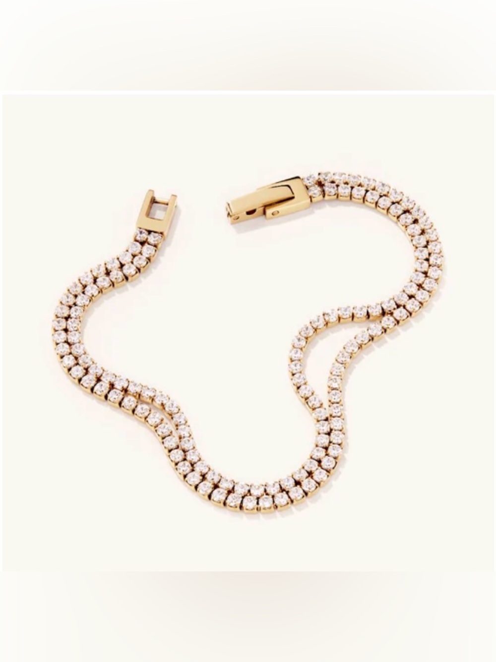 Gold-Tone Double Row Crystal Tennis Bracelet